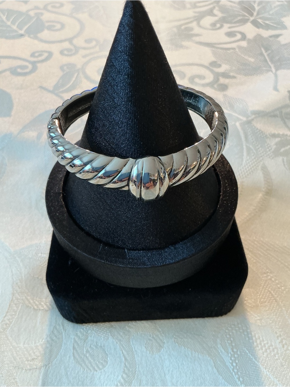 Twisted Silver Tone Cable Bangle
